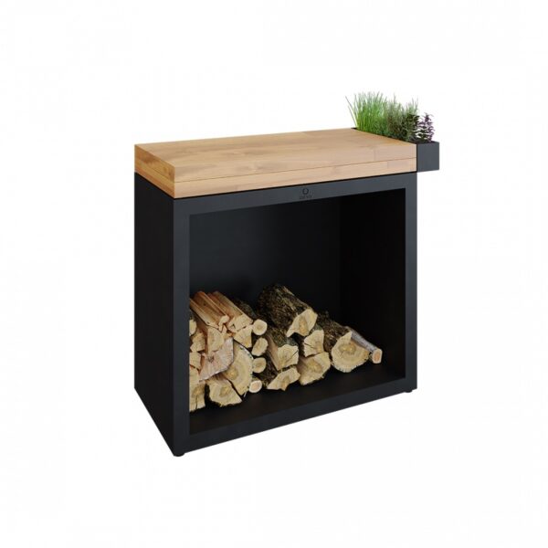 OFYR Butcher Block Storage 90 Black Teak Wood