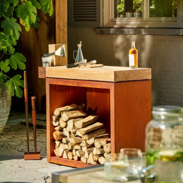 OFYR Butcher Block Storage 90 Corten Teak Wood