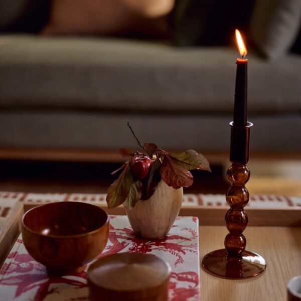 Floella Amber Short Candle Holder